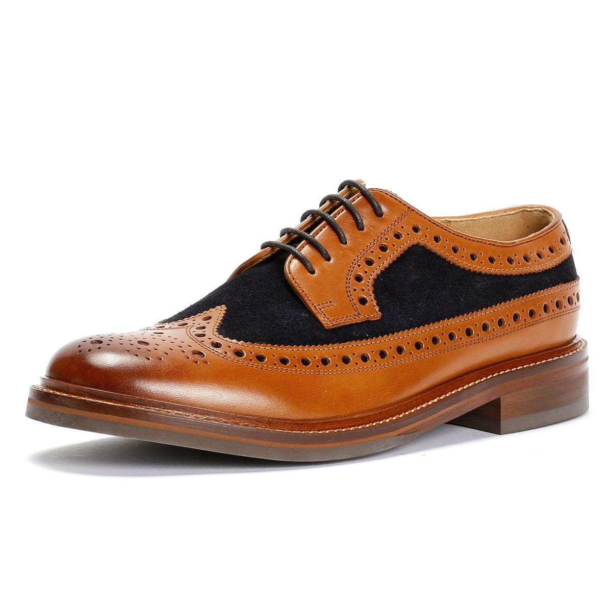 Chapman & Moore Longwing Brogue Leather/Suede Men's Tan/Navy Shoes - image 3