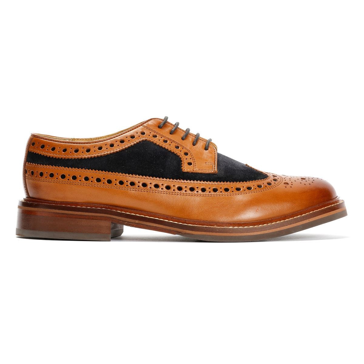 Chapman & Moore Longwing Brogue Leather/Suede Men's Tan/Navy Shoes - image 5