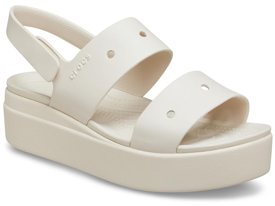 Off-white Crocs Brooklyn 4U Wedge featuring a platform sole, two wide straps with ventilation holes, and a slingback design for comfort and style.
