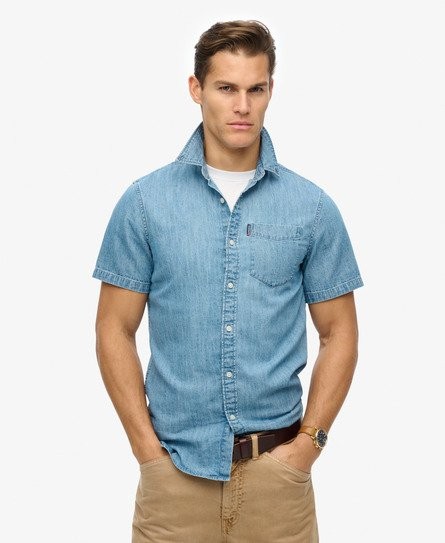 Superdry Superdry Men's Essential Short Sleeve Denim Shirt Blue
