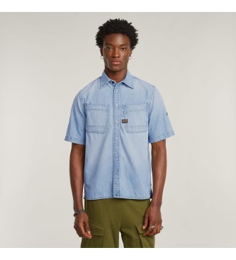 G-Star G-STAR Men Slanted Double Pocket Shirt Light Blue Size S