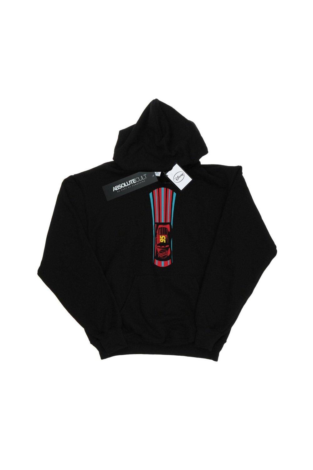 Disney Boy's Cars Lightning McQueen Stripes Hoodie in Black | Size: 12-13 Years - image 3