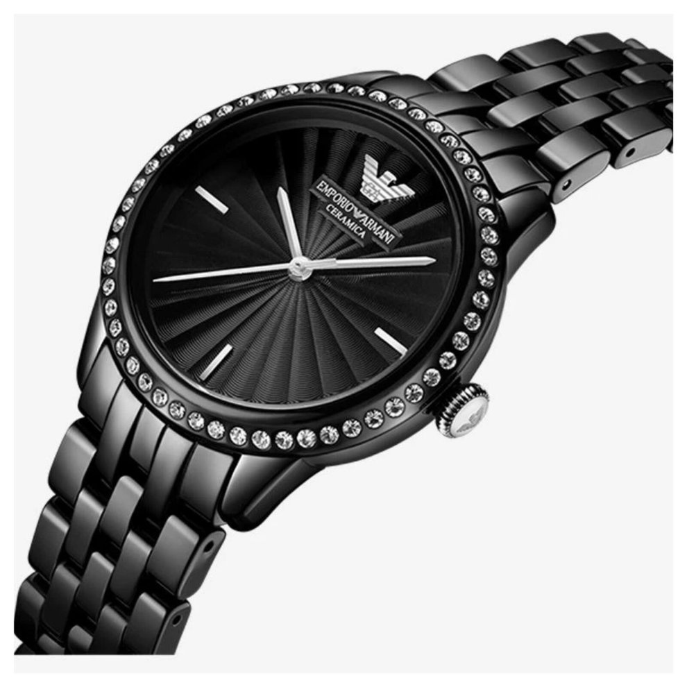 Emporio Armani AR1478 Ladies' Black Ceramic Chronograph Watch - image 2