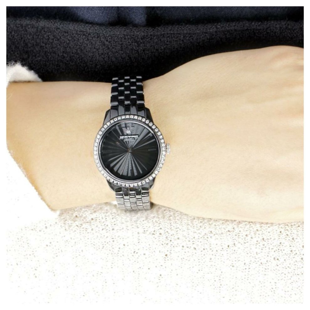 Emporio Armani AR1478 Ladies' Black Ceramic Chronograph Watch - image 3