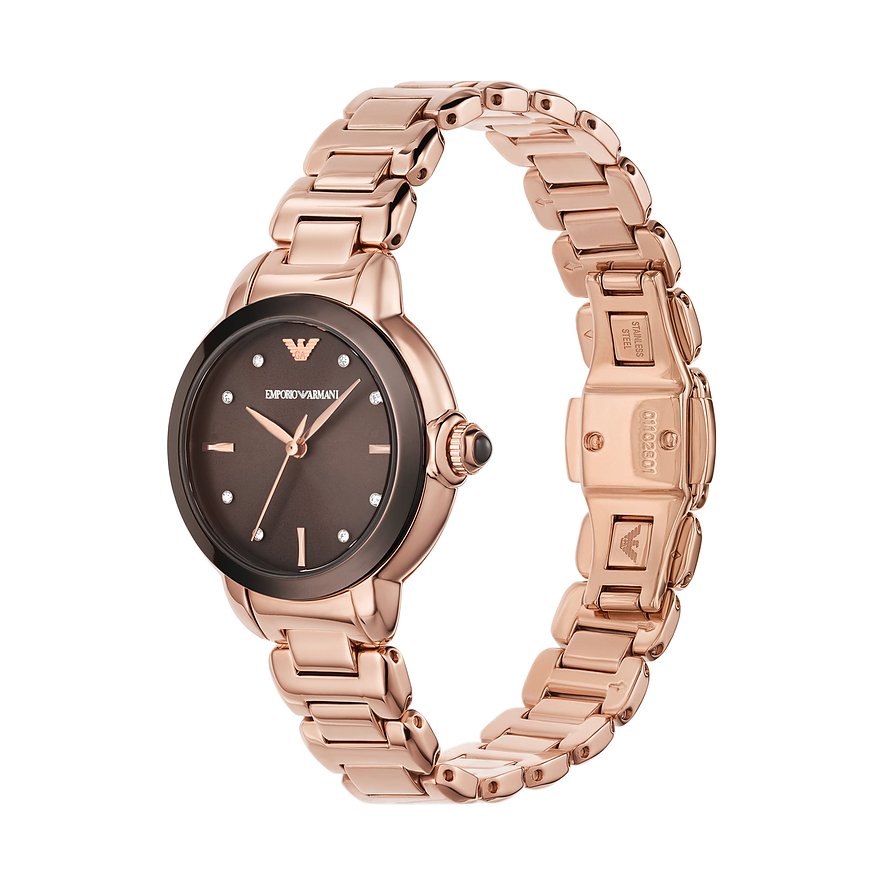 Emporio Armani Gianni T-Bar AR11570 Women's Watch – 32mm Brown Dial Rose Gold Steel Bracelet - image 2