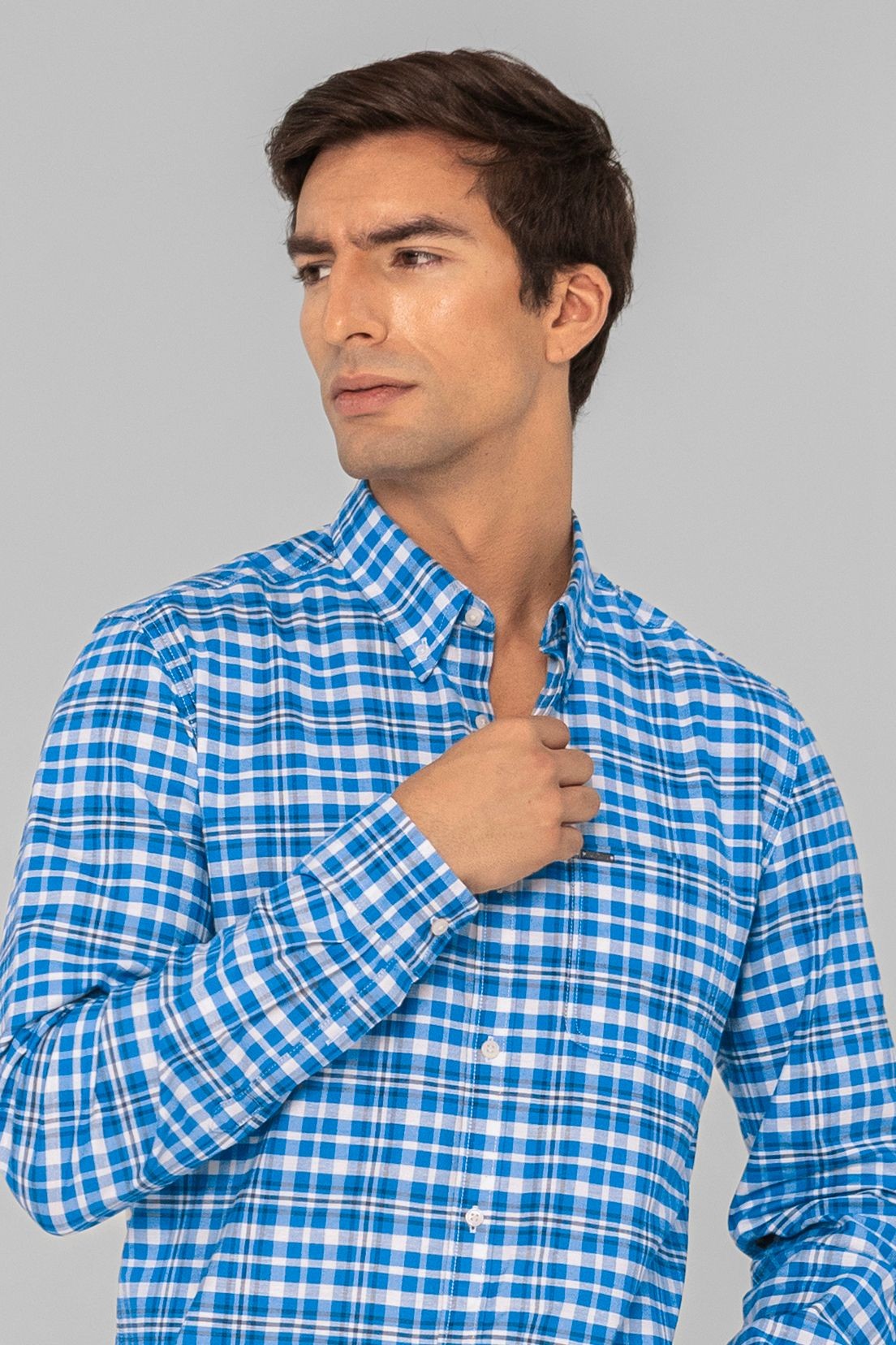 Enorsia Men Blue Button Down Collar Long Sleeve Shirt - UK L - image 3