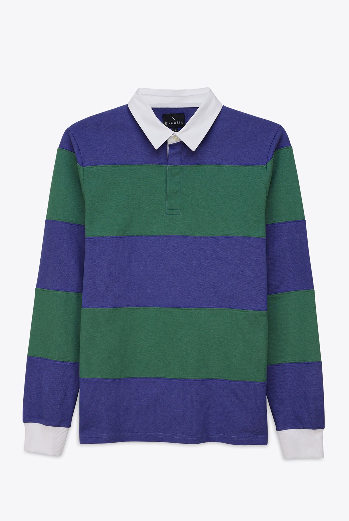 Enorsia Mens Blue Colour Block Woven Collar L/S Polo Shirt - UK XXL - image 2