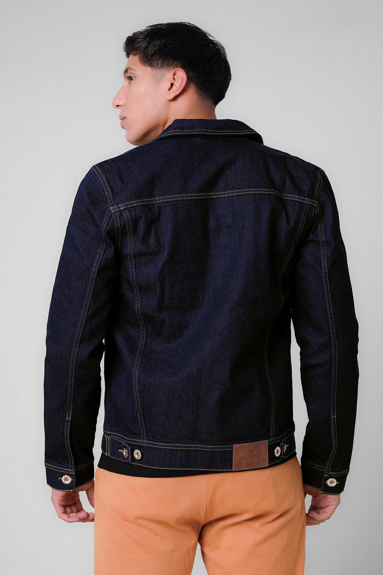 Enorsia Mens Dark Wash Long Sleeve Raw Denim Jacket - UK M - image 2