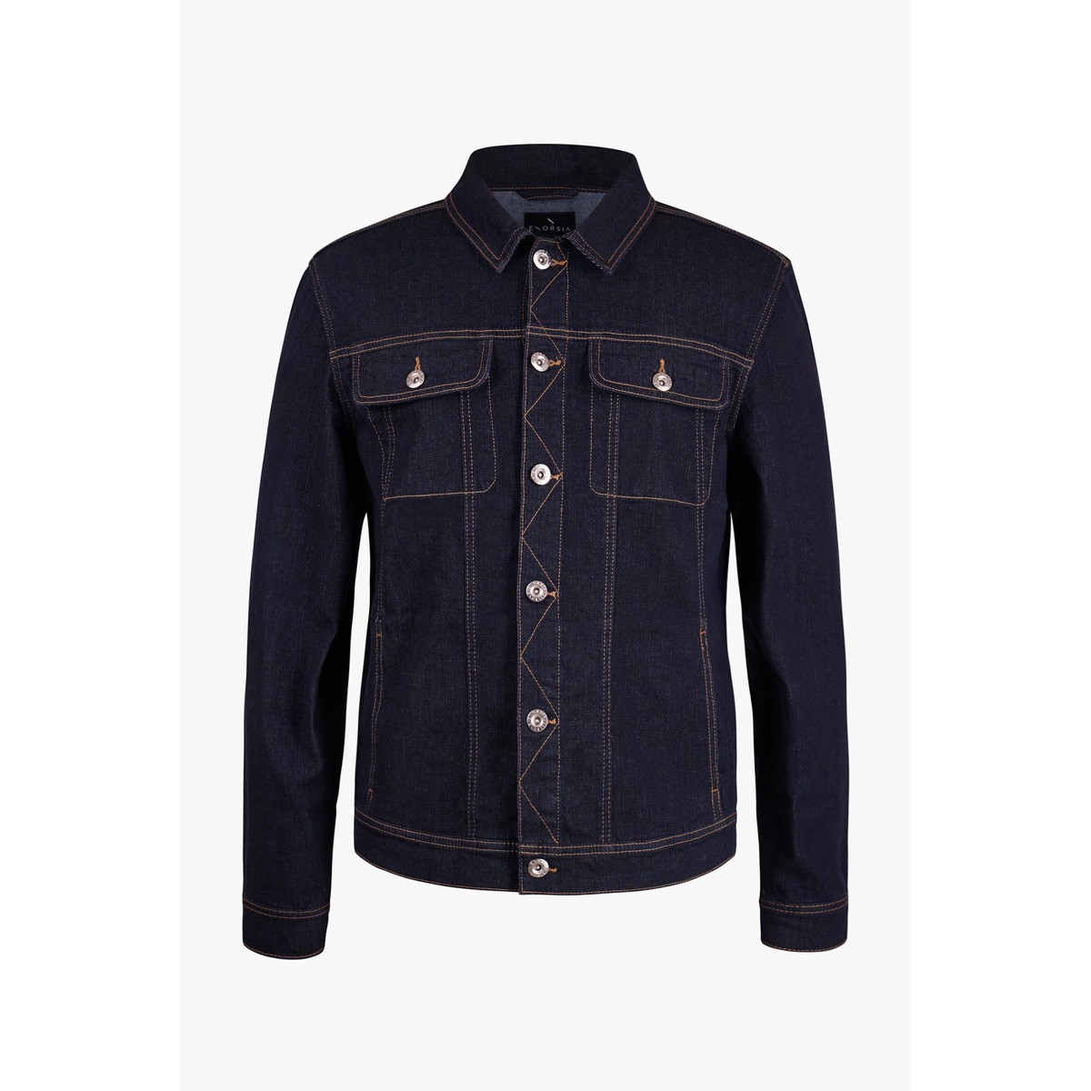 Enorsia Mens Dark Wash Long Sleeve Raw Denim Jacket - UK S - image 2
