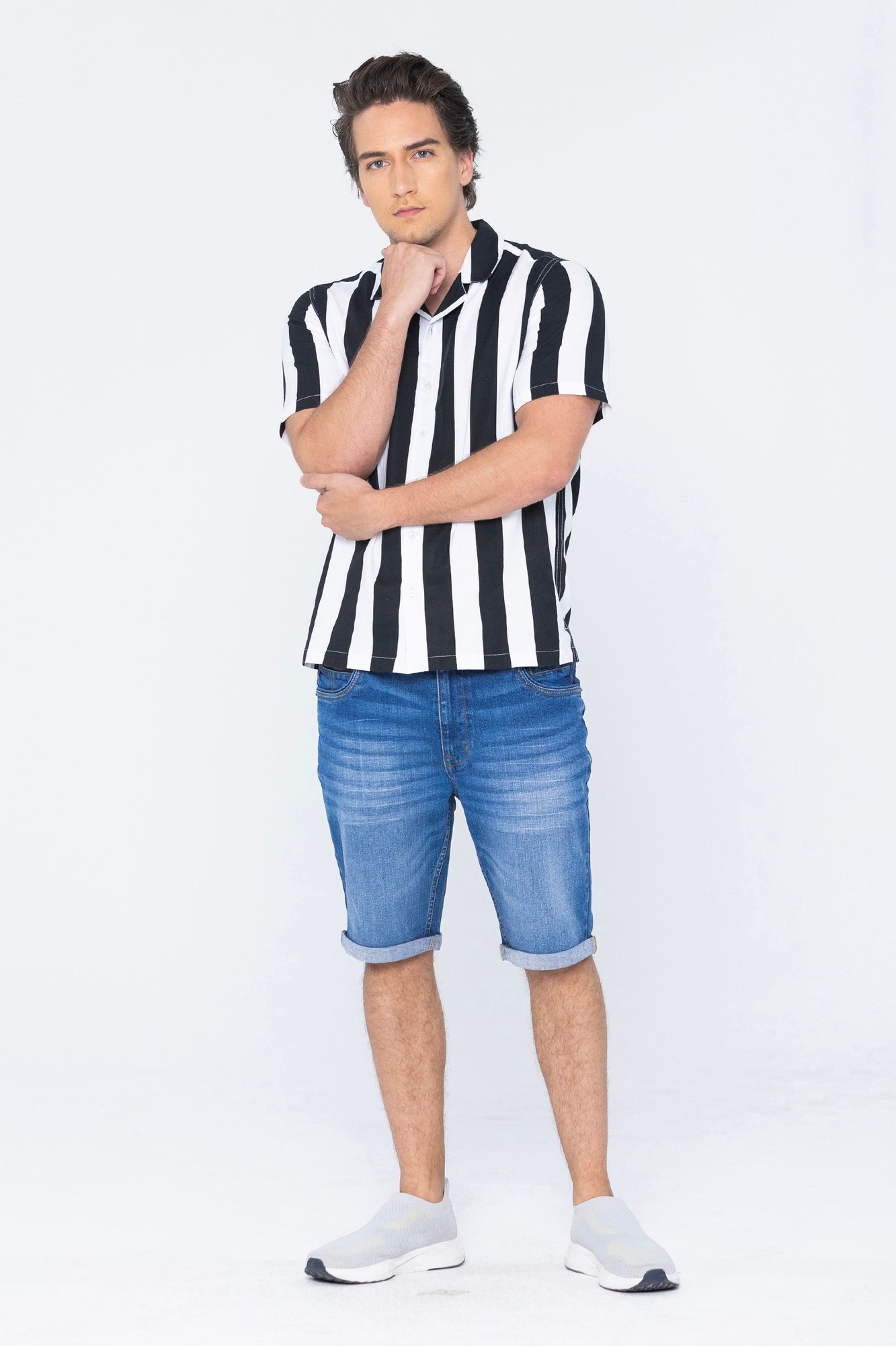 Enorsia Mens Deep Blue Skinny Fit Turned Denim Shorts - UK 34 - image 2