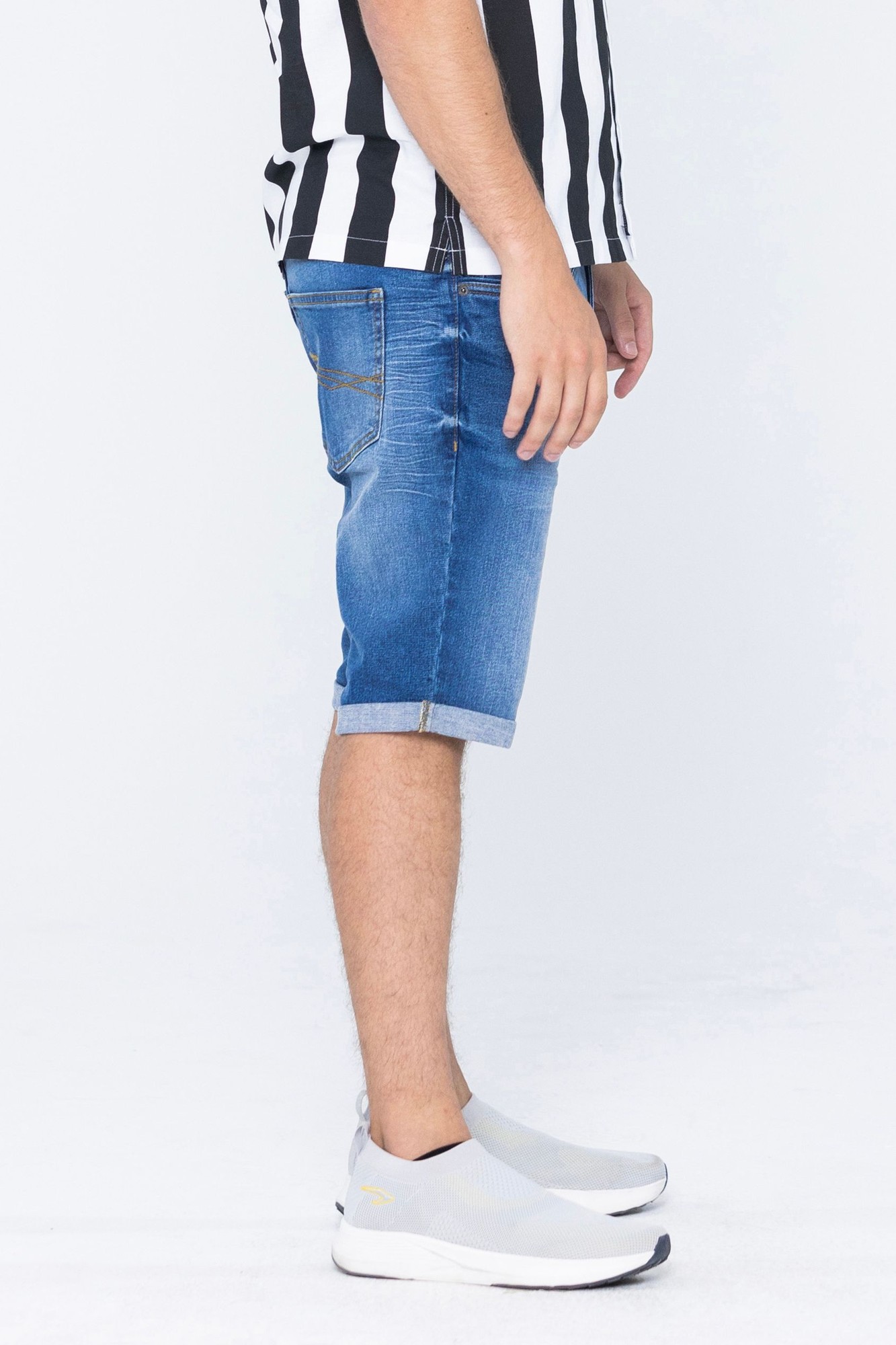 Enorsia Mens Deep Blue Skinny Fit Turned Denim Shorts - UK 34 - image 4