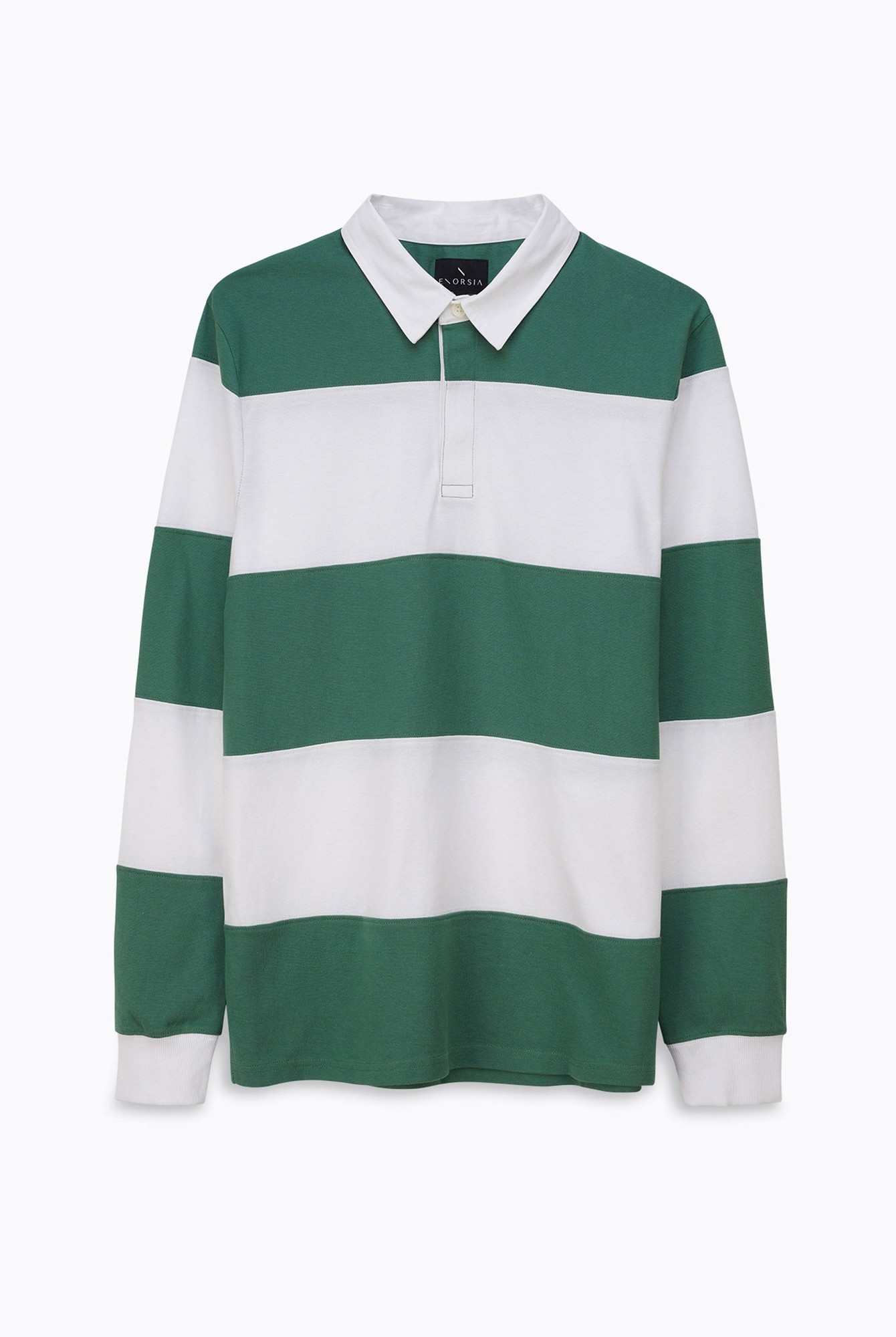Enorsia Mens Green Colour Block Woven Collar L/S Polo Shirt - UK M - image 2