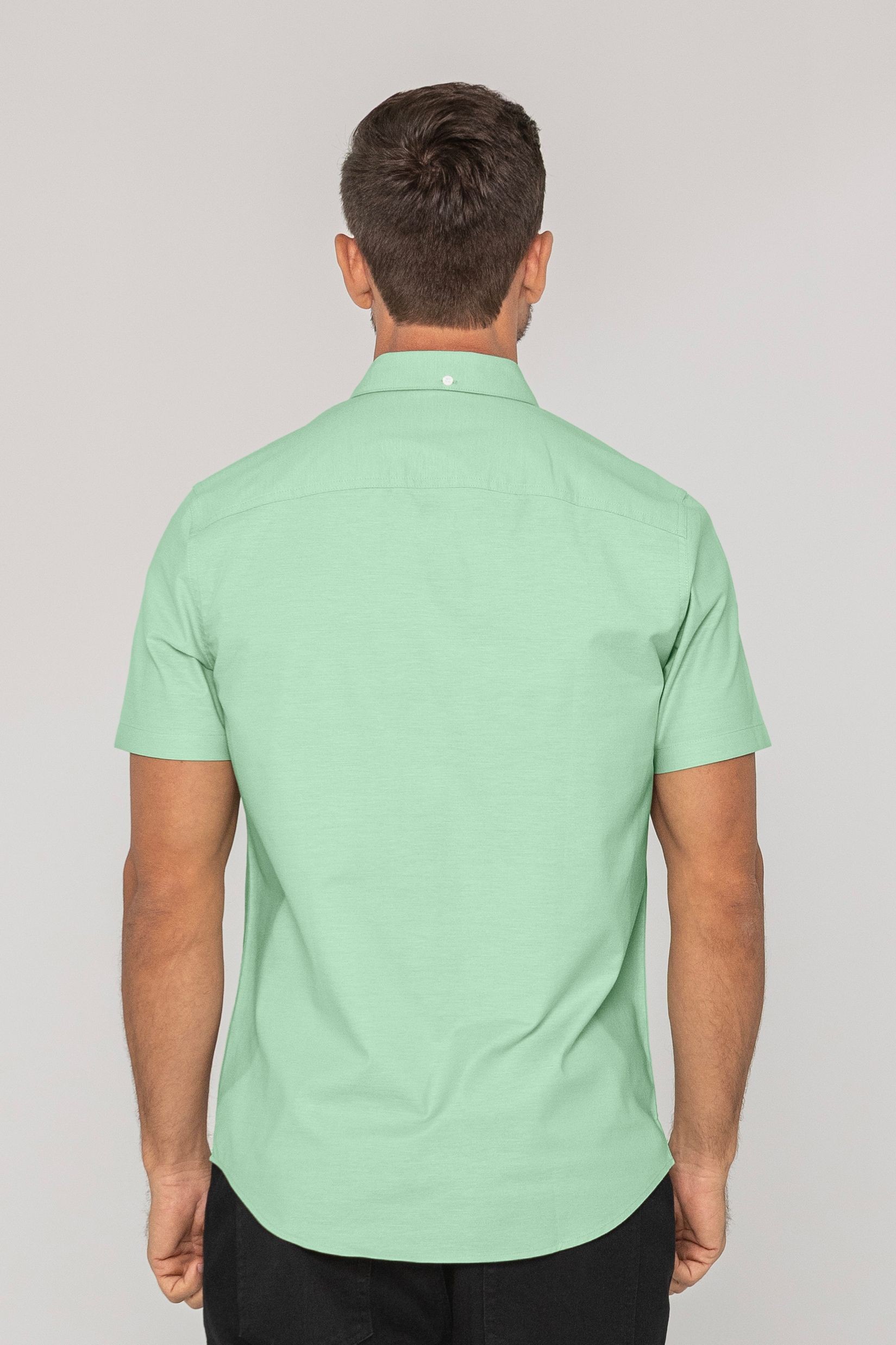 Enorsia Mens Green Solid Short Sleeve Shirt - UK XXL - image 4