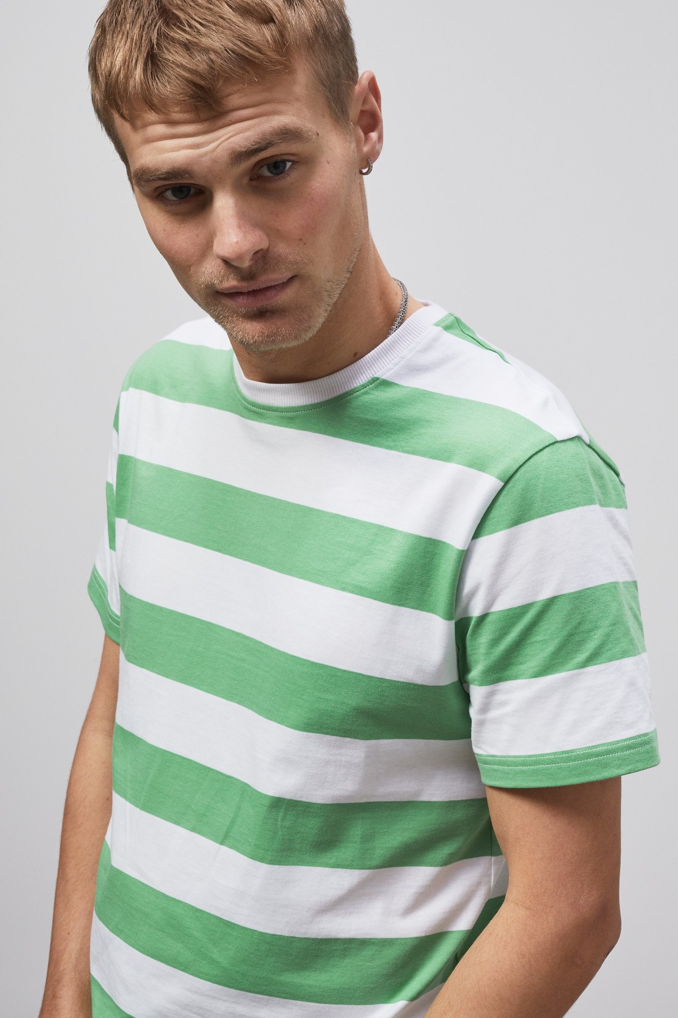 Enorsia Mens Green Stripe T-Shirt - UK L - image 2