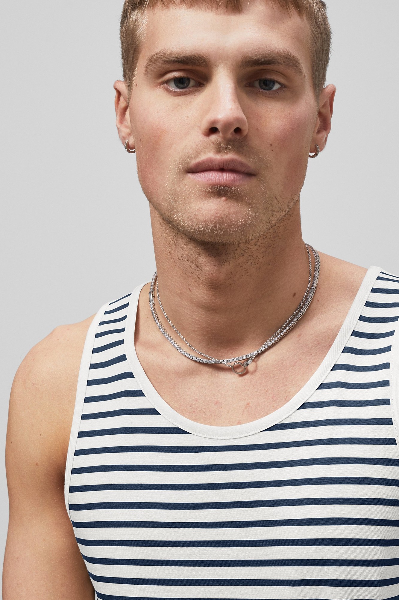 Enorsia Mens Navy Striped Tank Top - UK L - image 2
