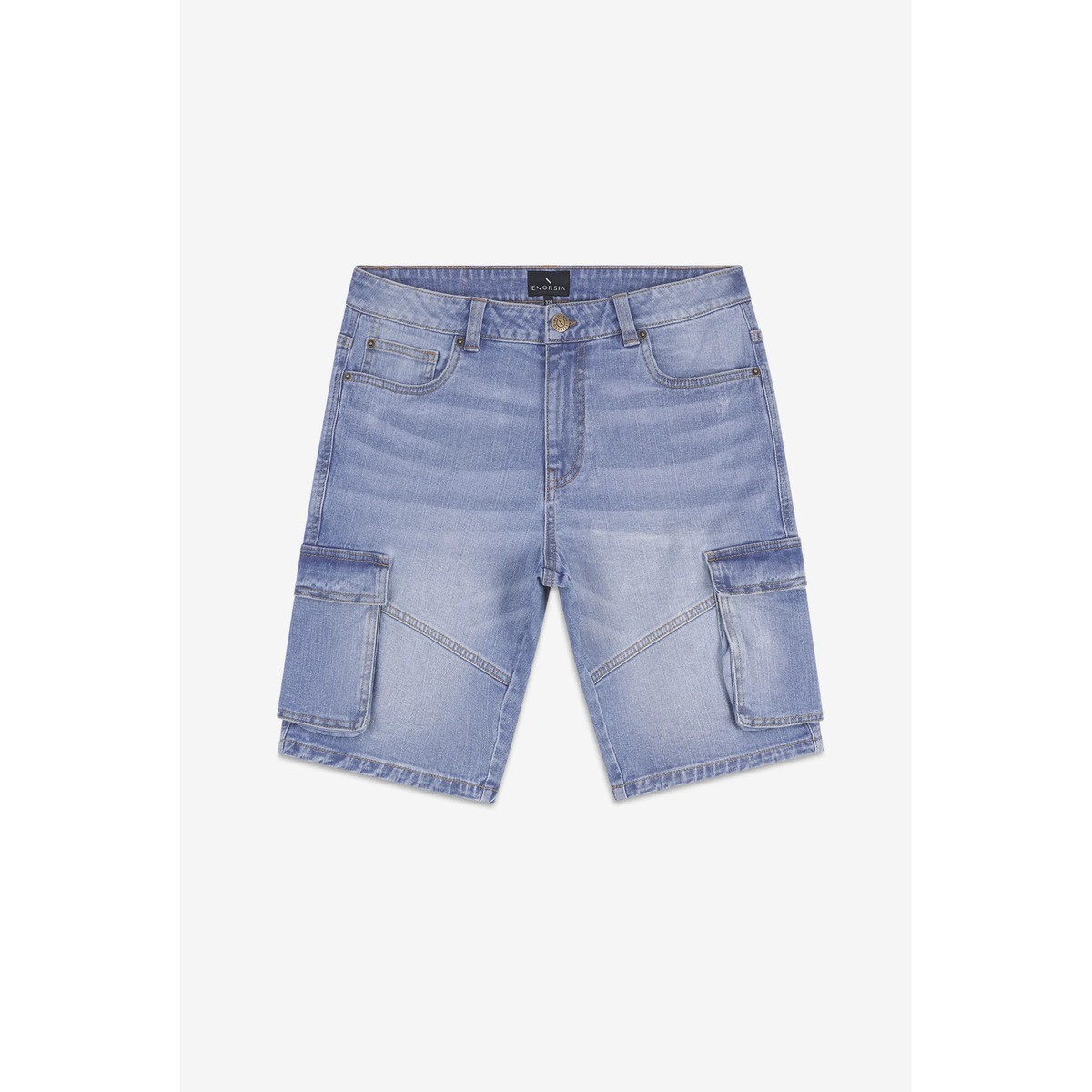 Enorsia Mens Sky Blue Denim Cargo Shorts - UK 30 - image 2