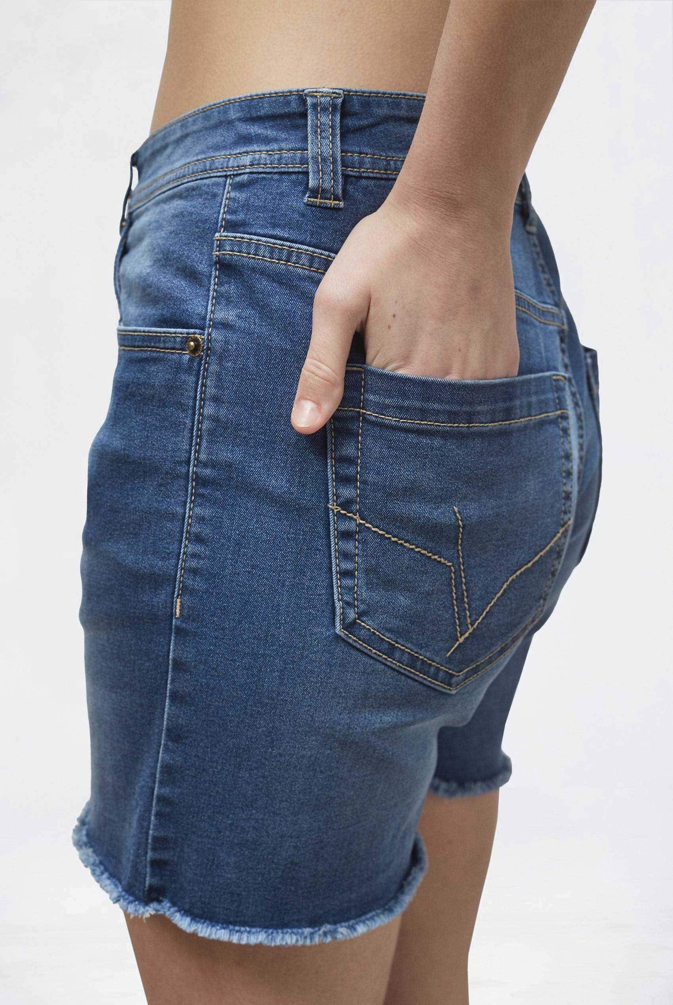 Enorsia Womens Deep Blue Raw Hem Skinny Denim Shorts - UK 18 - image 2