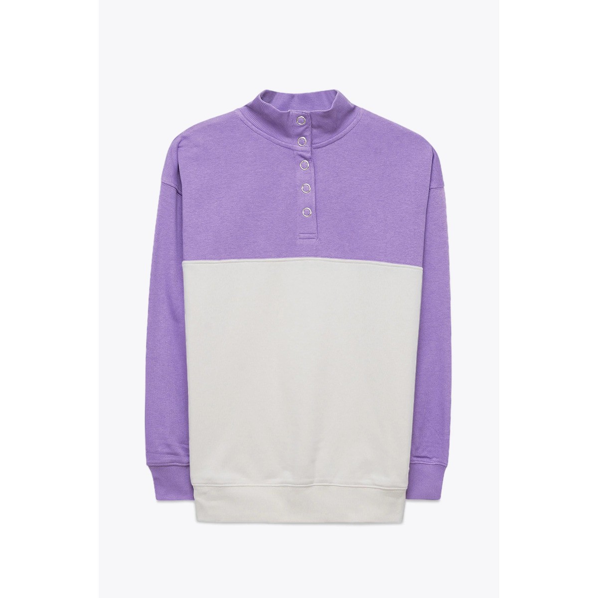 Enorsia Womens Purple Colour Block LS High Neck Sweatshirt - UK 14 - image 2