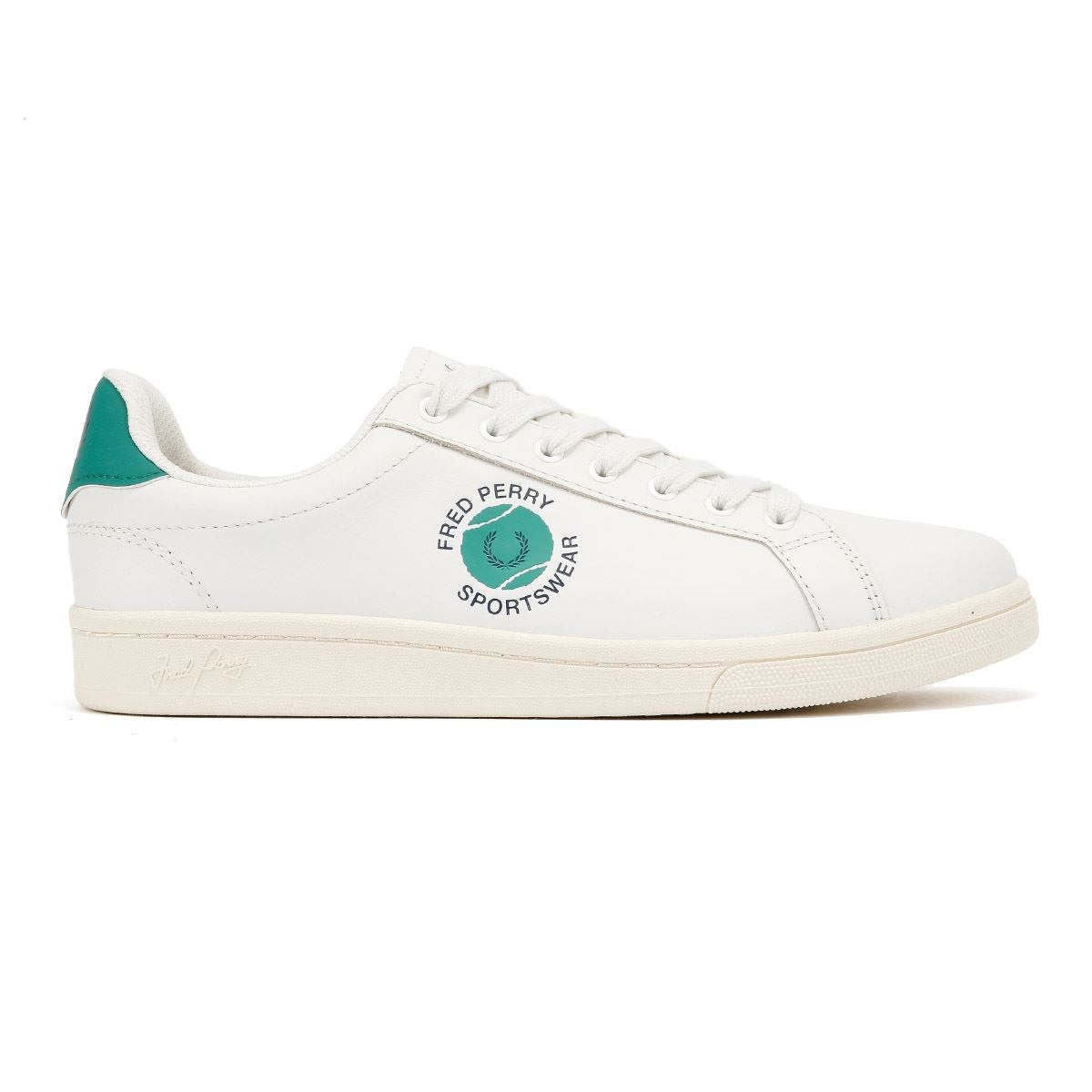 Fred Perry B721 Leather Men's Snow White/Court Green Trainers - image 5