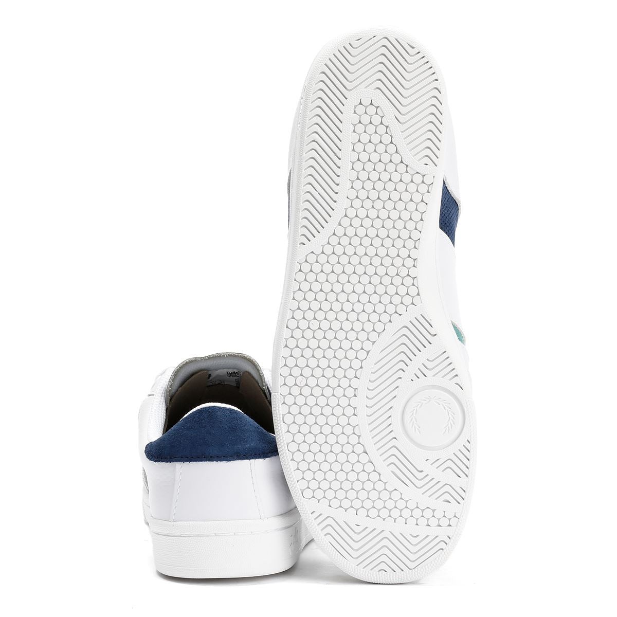 Fred Perry B725 Leather Suede Men's White/Navy/Mint Trainers - image 4