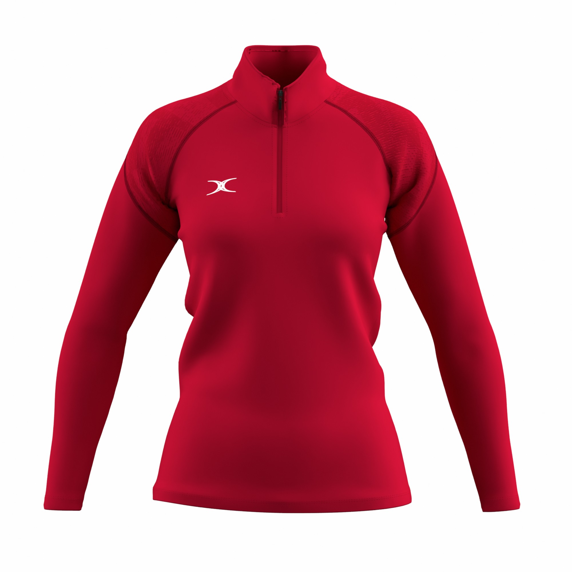 Black women's fleece pullover with a 1/4 zip, featuring long sleeves and a fitted design, accented by a white Gilbert logo on the chest.