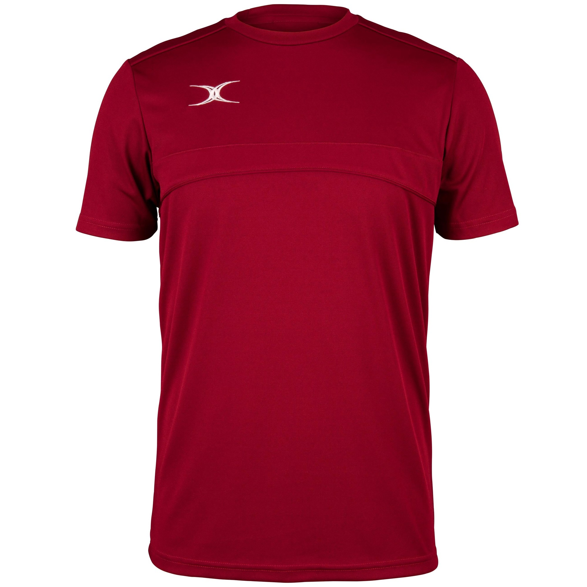 Black men's t-shirt by Gilbert Rugby, featuring a round neck, short sleeves, and the Gilbert logo in white on the left chest, made from lightweight, breathable material.
