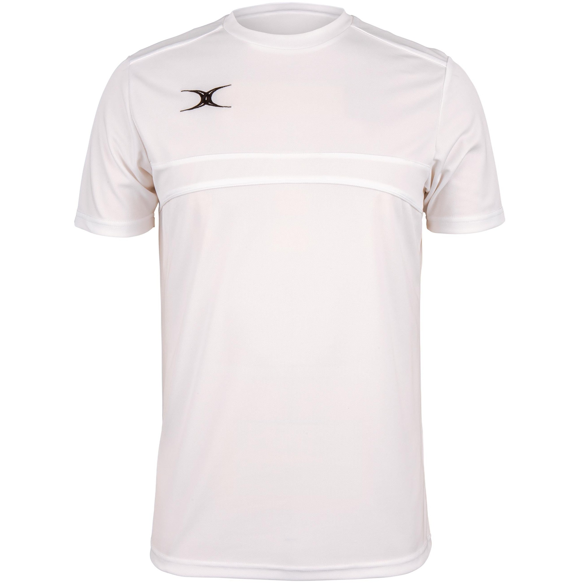Black Gilbert Rugby Photon T-Shirt for men, featuring a round neck, short sleeves, and a subtle logo on the chest, made from lightweight, breathable material.