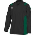Black long-sleeve warm-up jacket with green accents, featuring a v-neck design and the Gilbert Rugby logo on the chest, made from lightweight, breathable material.