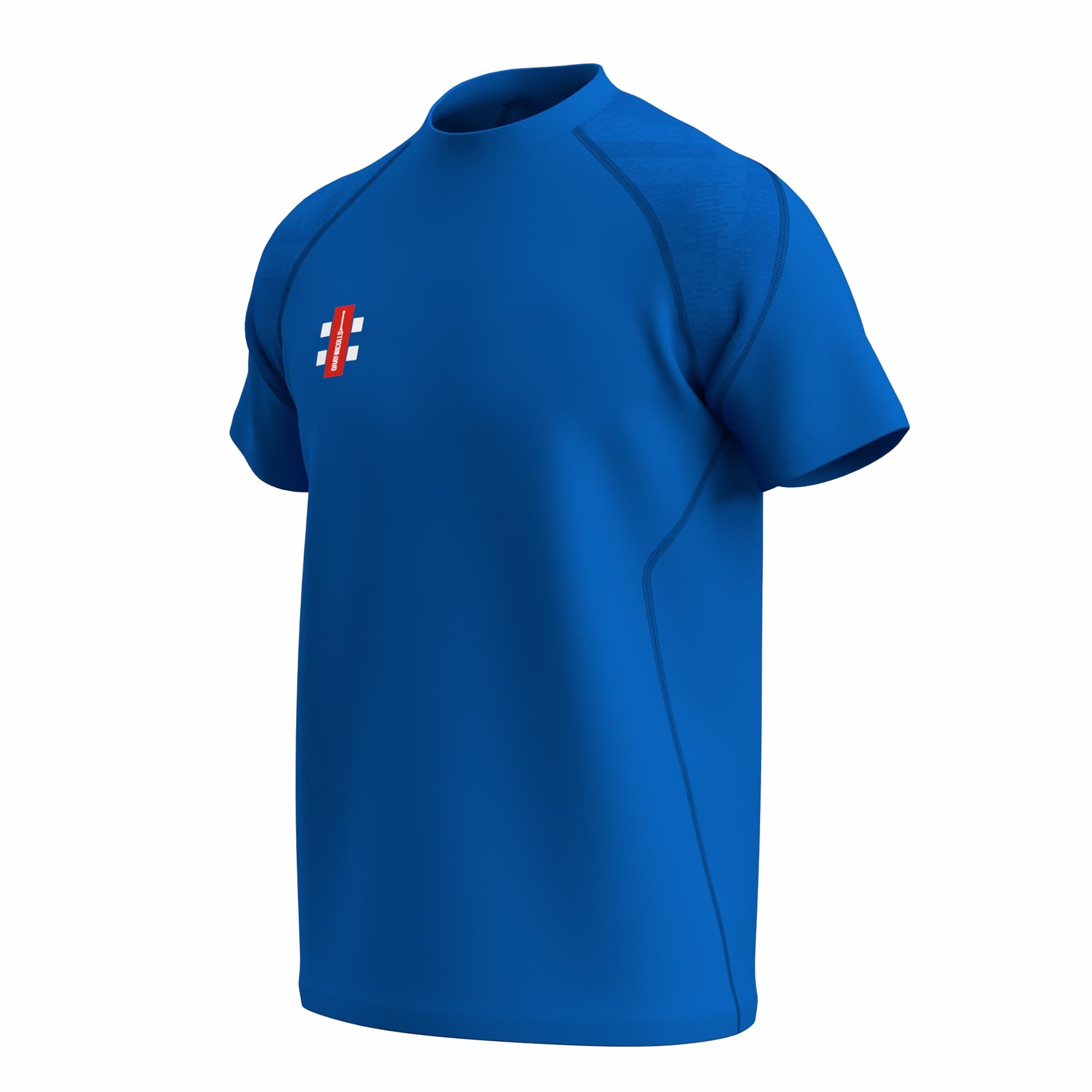 Short sleeve junior t-shirt in black, made from breathable material, featuring a round neck and the Gray-Nicolls logo on the chest.