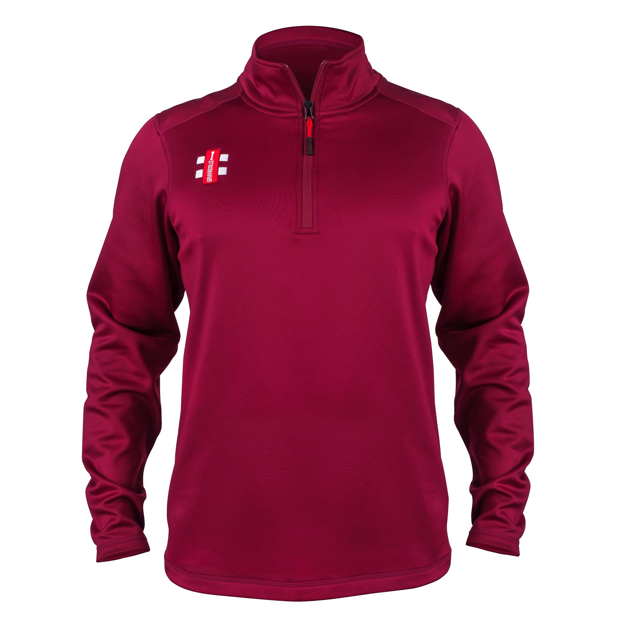 Black fleece pullover by Gray-Nicolls featuring a quarter-zip collar, long sleeves, and a logo on the chest, designed for comfort and warmth.