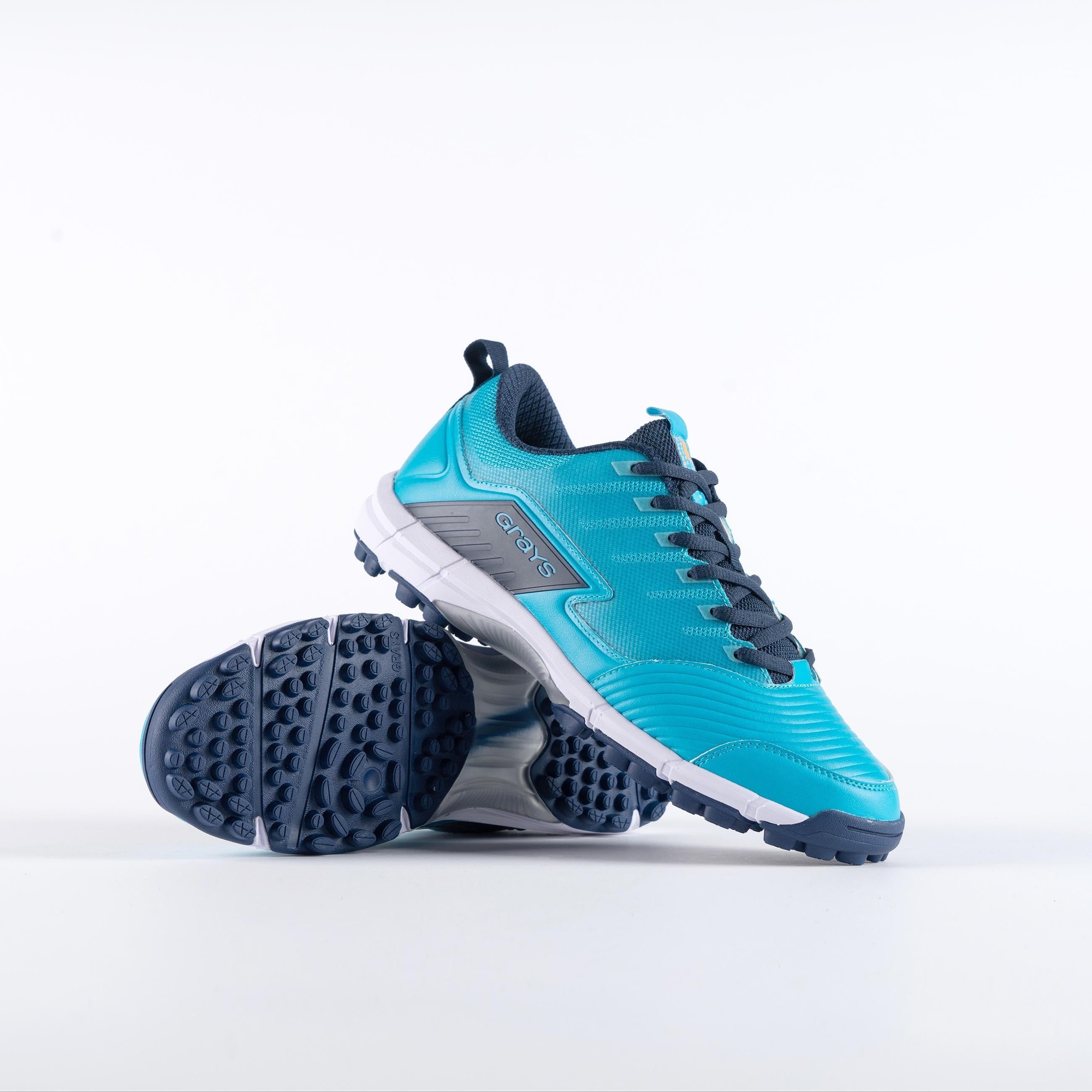 Blue and navy Grays Flash 3.0 hockey shoes featuring a textured upper, cushioned sole, and a durable outsole with grip patterns for traction.
