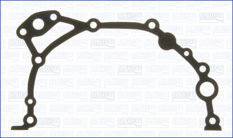 Black rubber gasket with various cutouts and holes, designed for sealing, featuring a smooth surface and flexible material for optimal fit in mechanical applications.