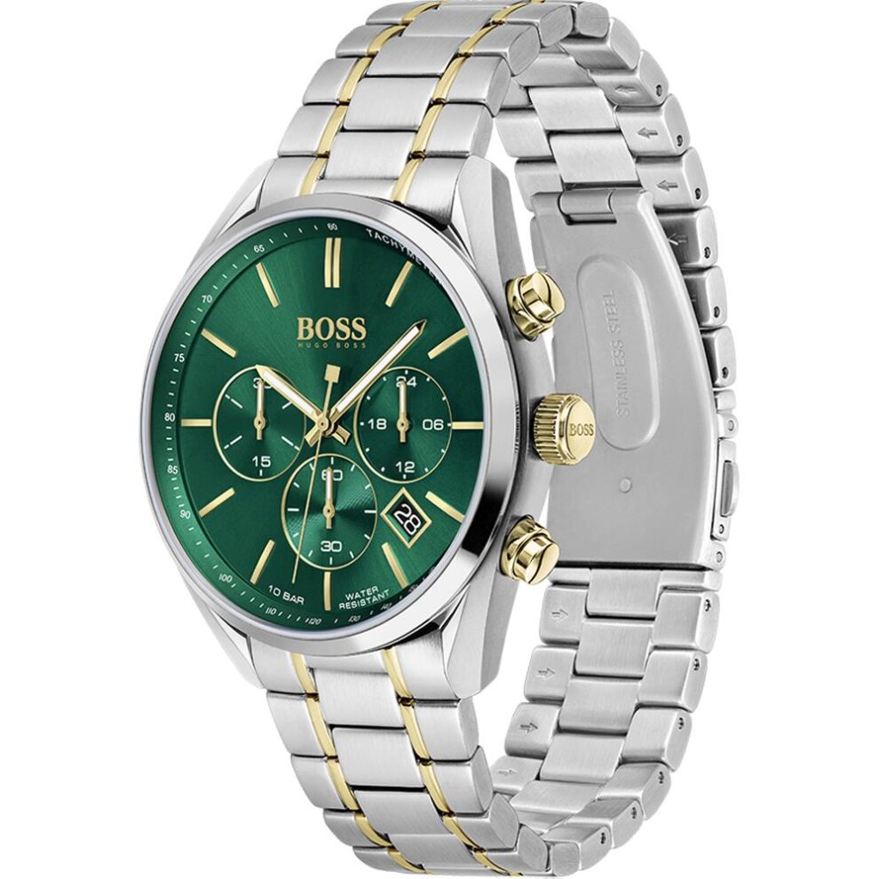 Hugo Boss Champion 1513878 Men's Chronograph Watch – 44mm Green Dial Two-Tone Bracelet - image 3