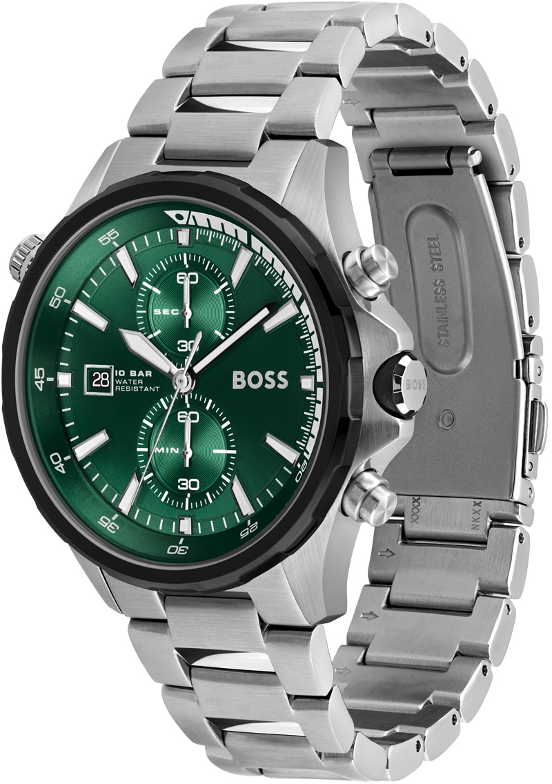 Hugo Boss Globetrotter 1513930 Men's Chronograph Watch – 46mm Green Dial Steel Bracelet - image 2