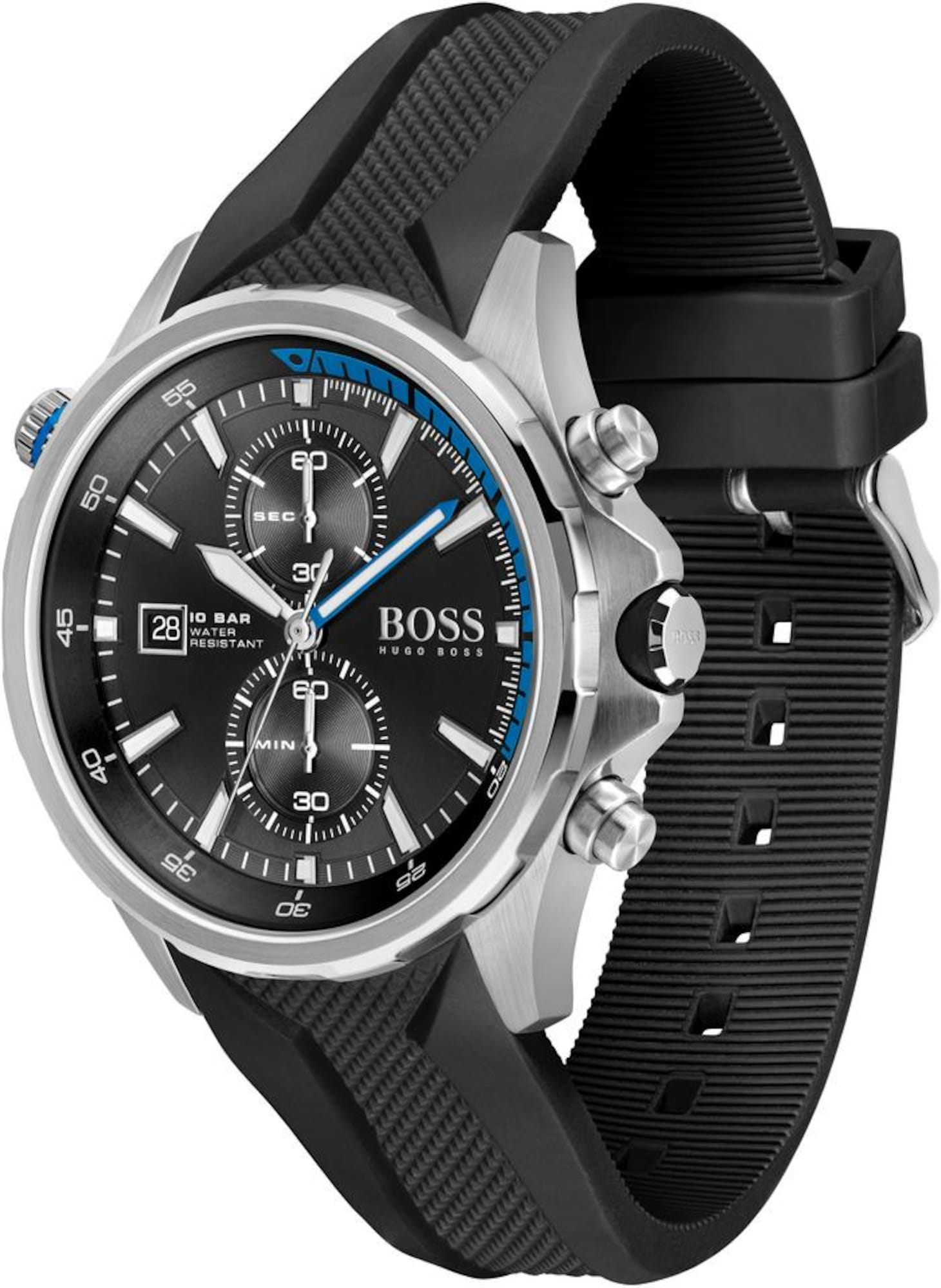 Hugo Boss Globetrotter Chronograph 1513820 Men's Watch – 46mm Black Dial Black Rubber Strap - image 3