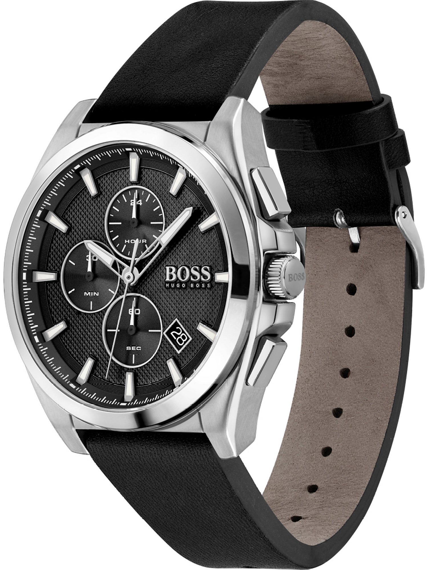 Hugo Boss Grandmaster 1513881 Men's Chronograph Watch - 46mm Black Dial Leather Strap - image 3