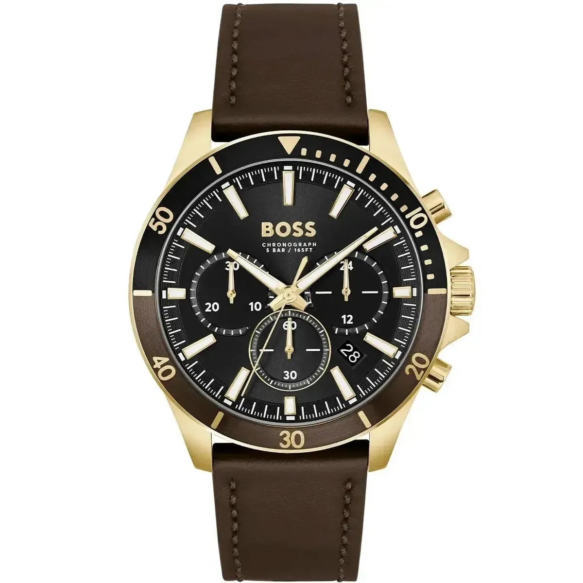 Hugo Boss Troper HB1514100 Men's Chronograph Watch – 44mm Black Dial Brown Leather - image 2