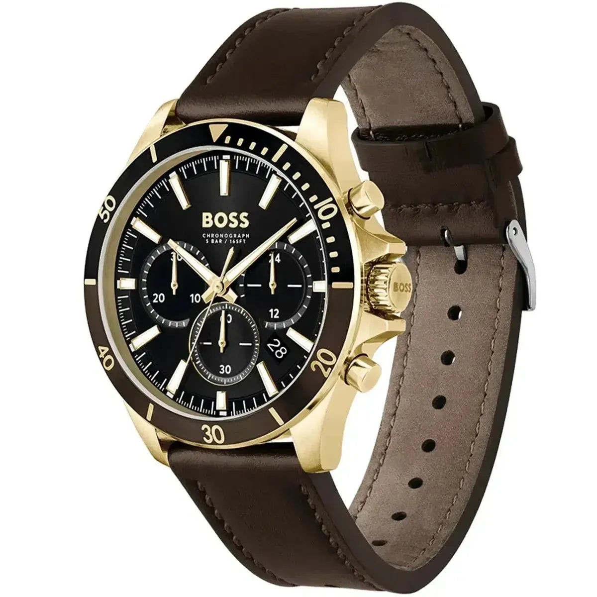 Hugo Boss Troper HB1514100 Men's Chronograph Watch – 44mm Black Dial Brown Leather - image 4