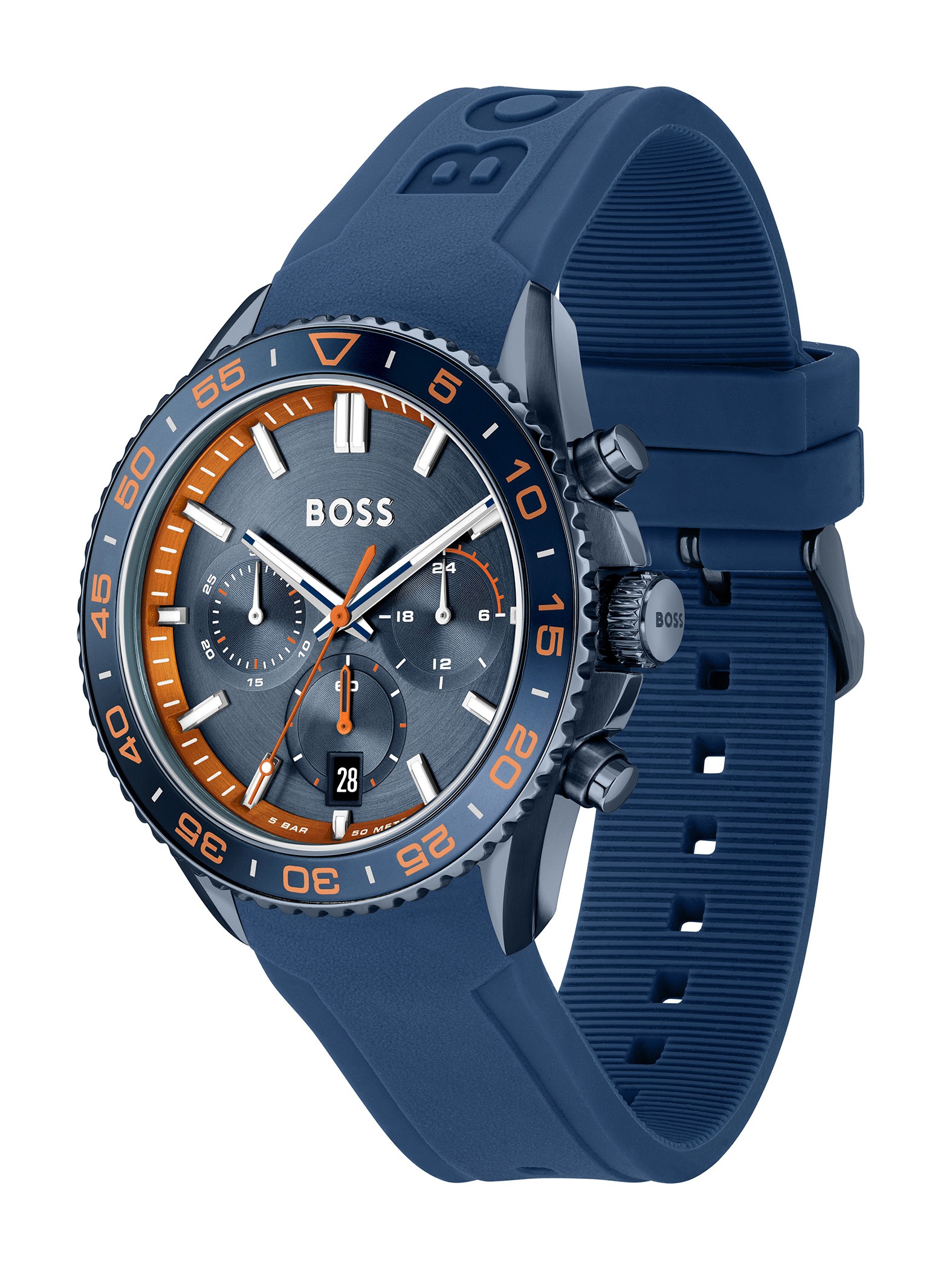 Hugo Boss Velocity HB1514142 Men's Chronograph Watch – 44mm Navy Blue Dial Silicone Strap - image 2