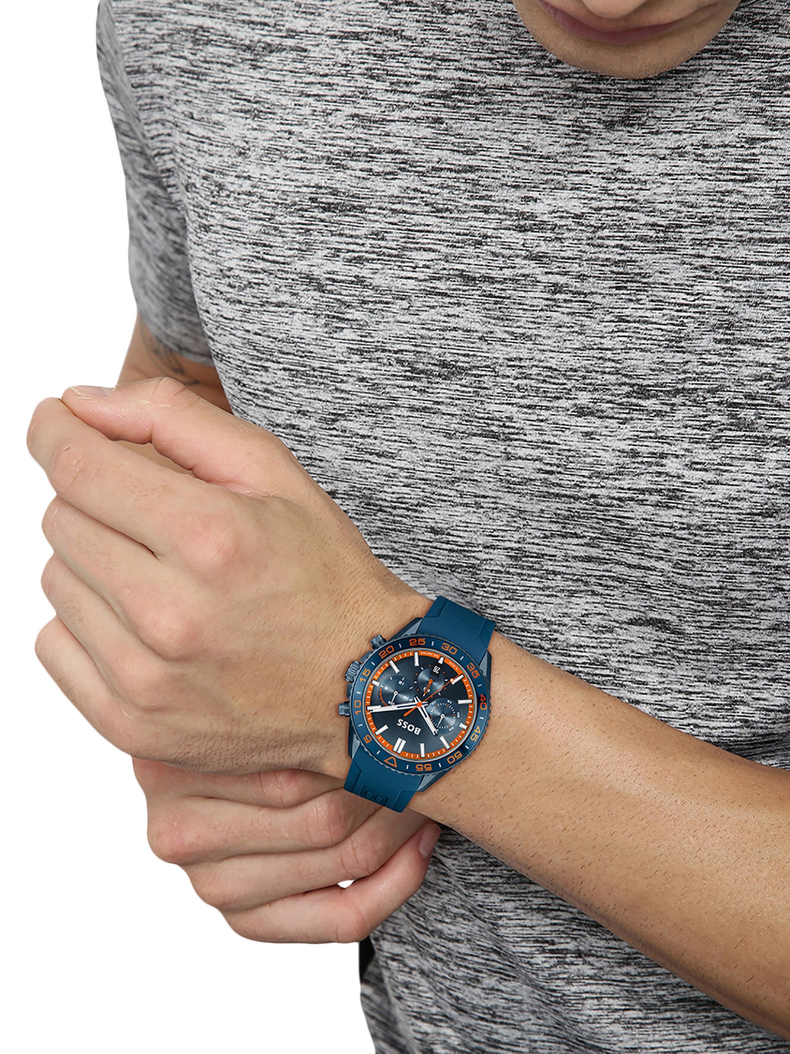 Hugo Boss Velocity HB1514142 Men's Chronograph Watch – 44mm Navy Blue Dial Silicone Strap - image 4