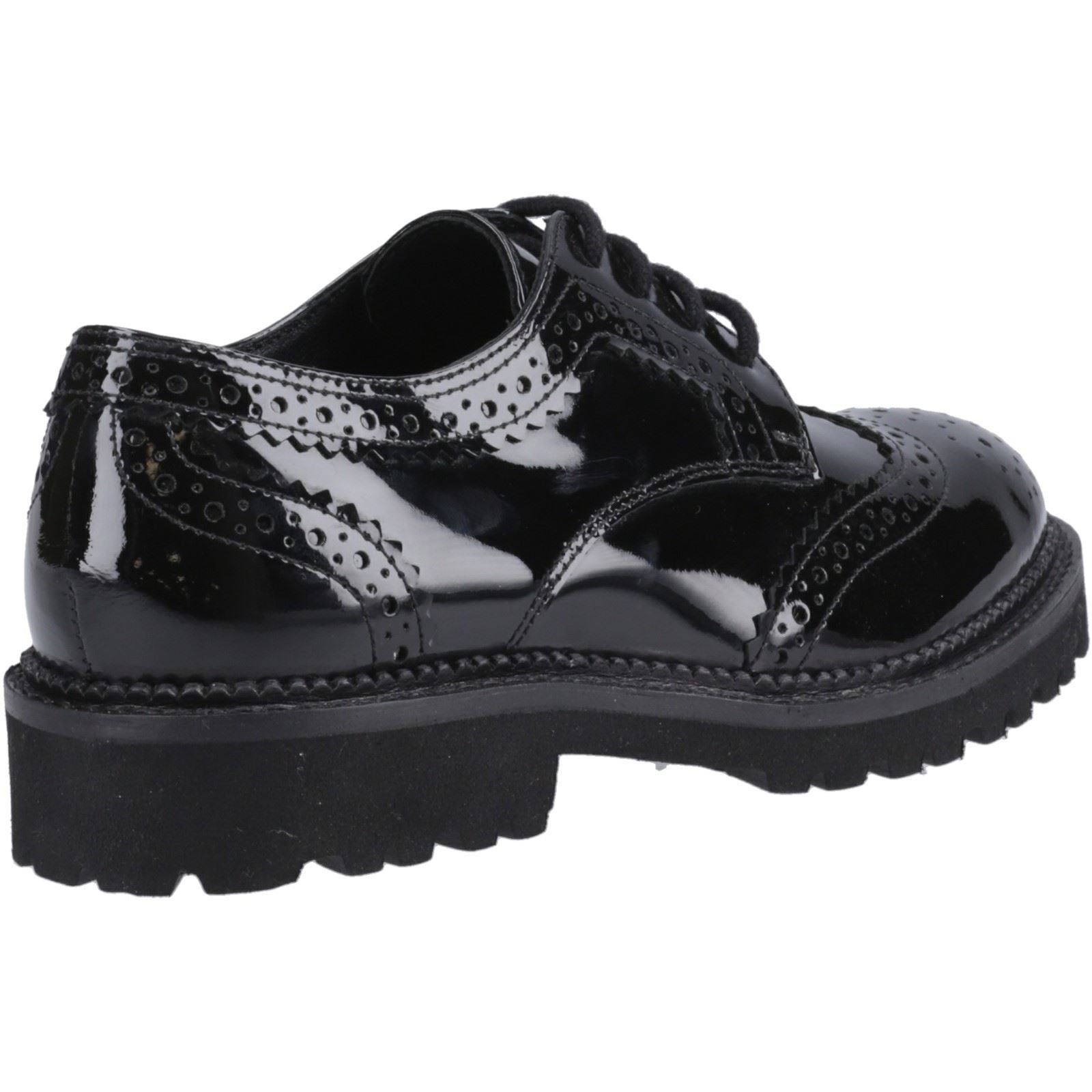 Hush Puppies Gabi Lace Up Patent Leather Youth Black Brogues - image 2