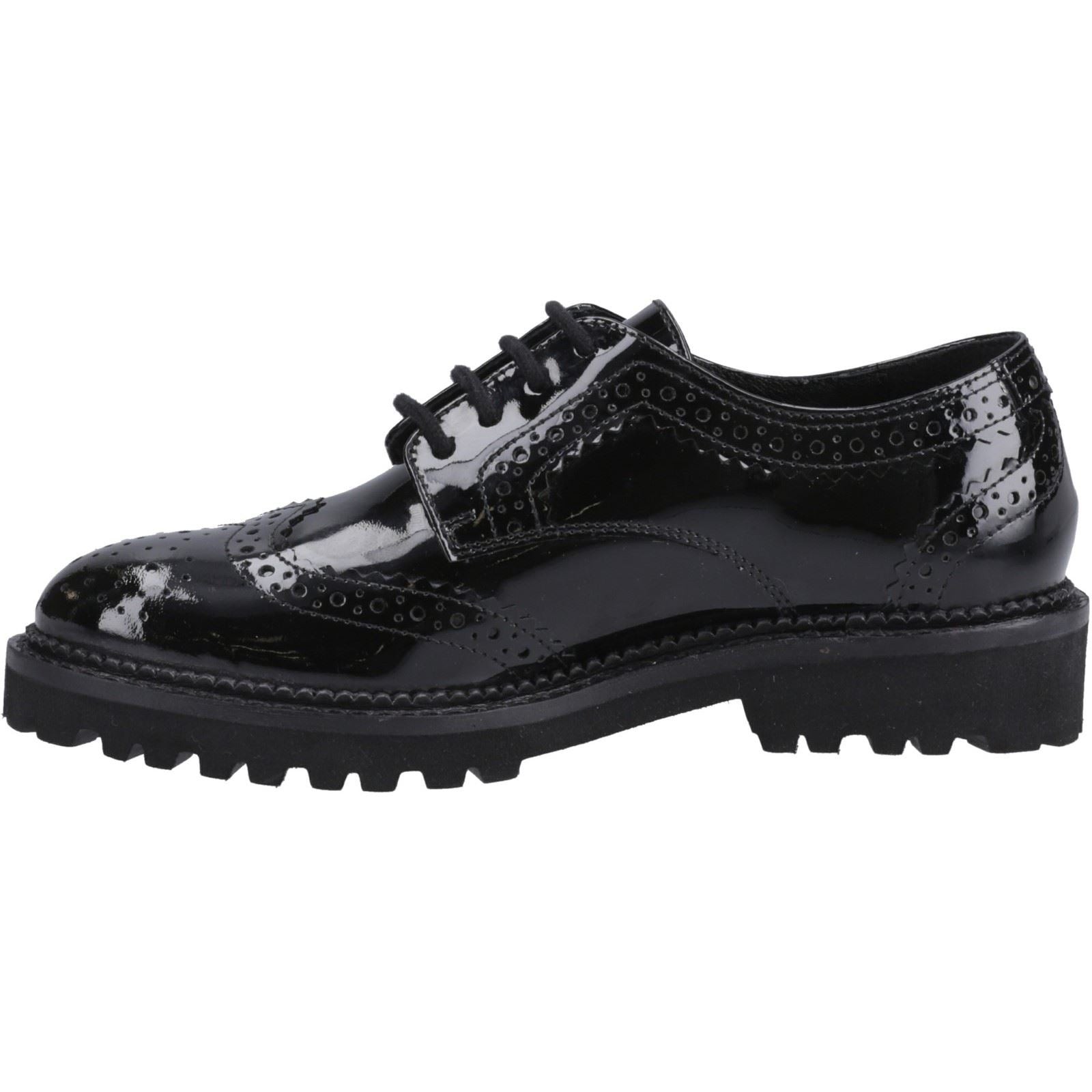 Hush Puppies Gabi Lace Up Patent Leather Youth Black Brogues - image 4