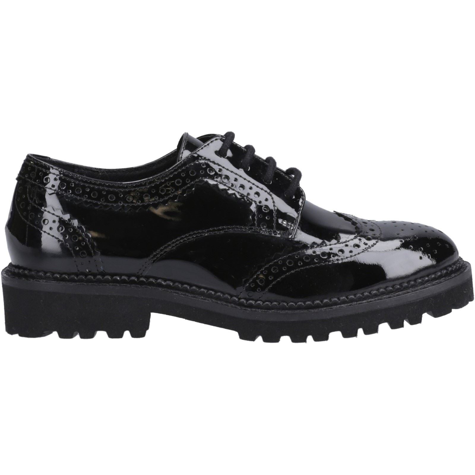 Hush Puppies Gabi Lace Up Patent Leather Youth Black Brogues - image 5