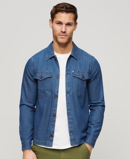 Superdry Superdry Men's Men's the Merchant Store - Indigo Overshirt Blue / Indigo Herringbone -
