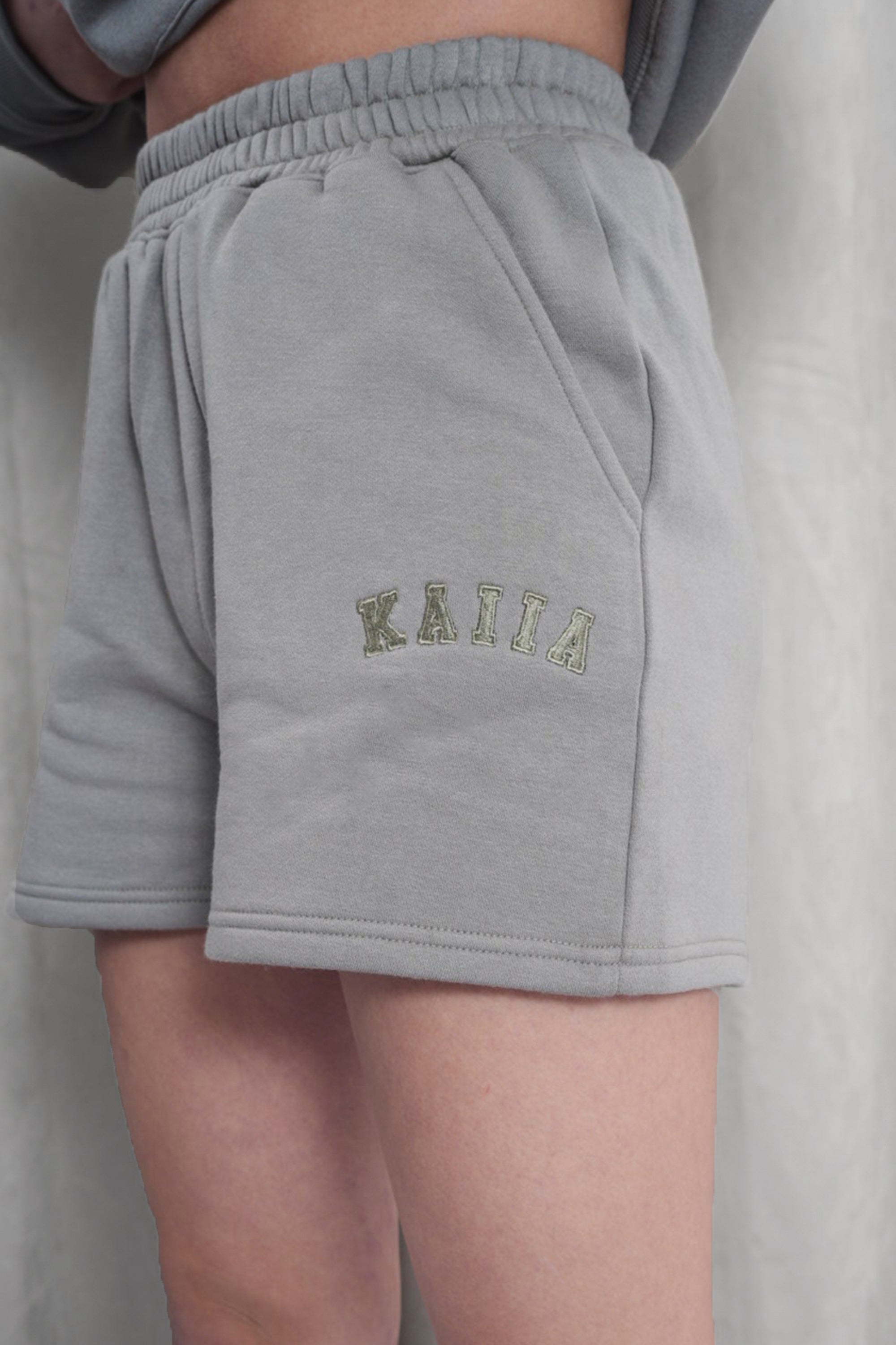 Kaiia Logo Sweat Shorts in Khaki - image 4