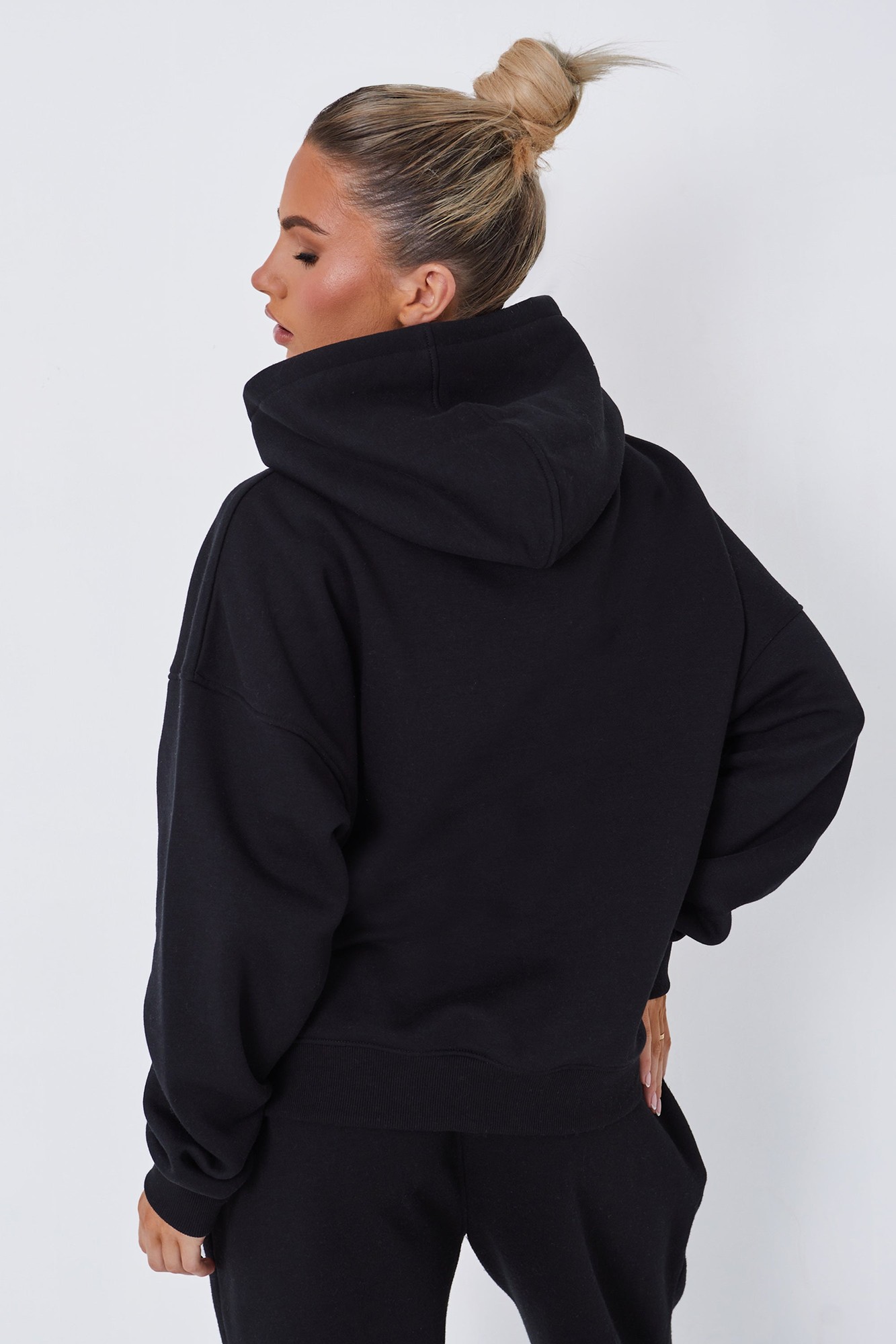 Kaiia Slogan Oversized Hoodie Black on Black - image 4