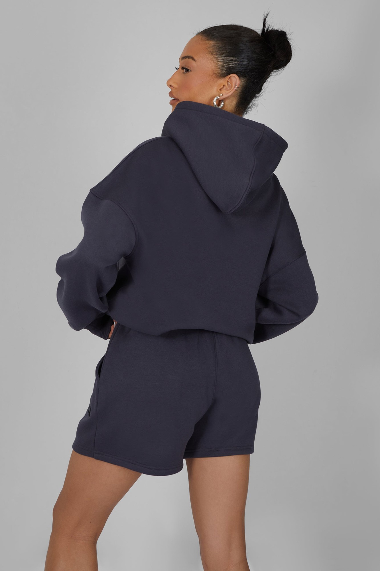 Kaiia Slogan Oversized Hoodie Dark Grey - image 4