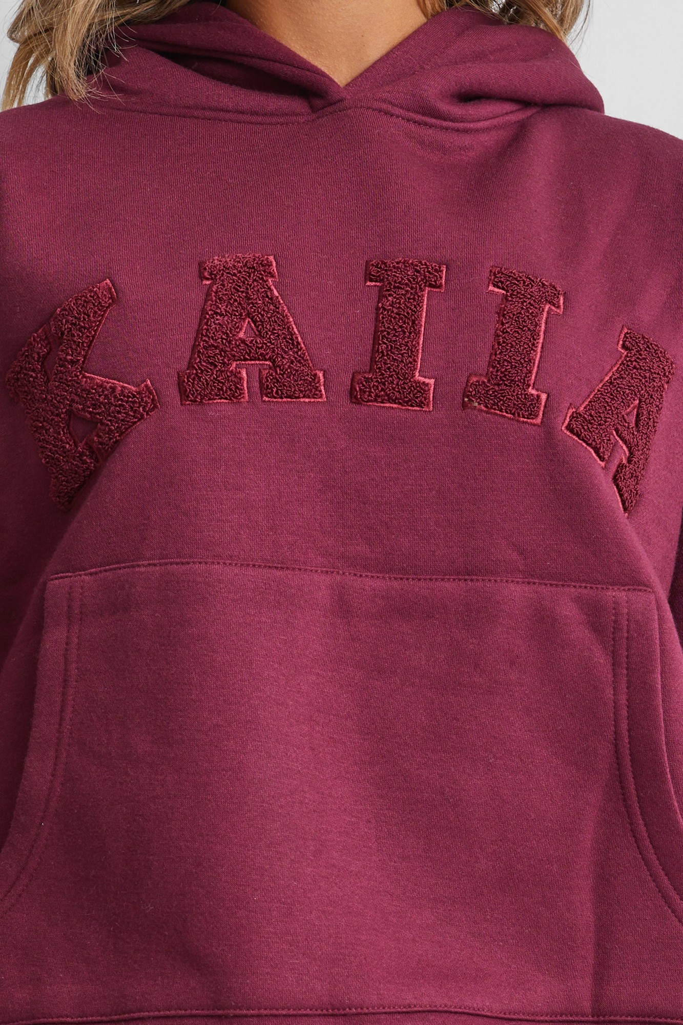 Kaiia Slogan Oversized Hoodie Deep Burgundy - image 2