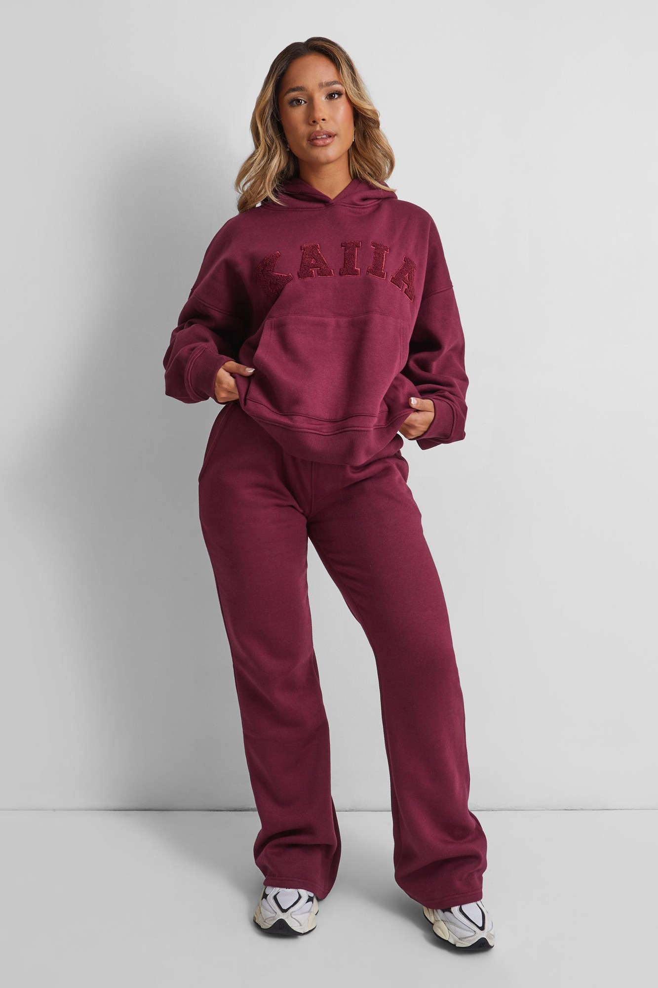Kaiia Slogan Oversized Hoodie Deep Burgundy - image 3
