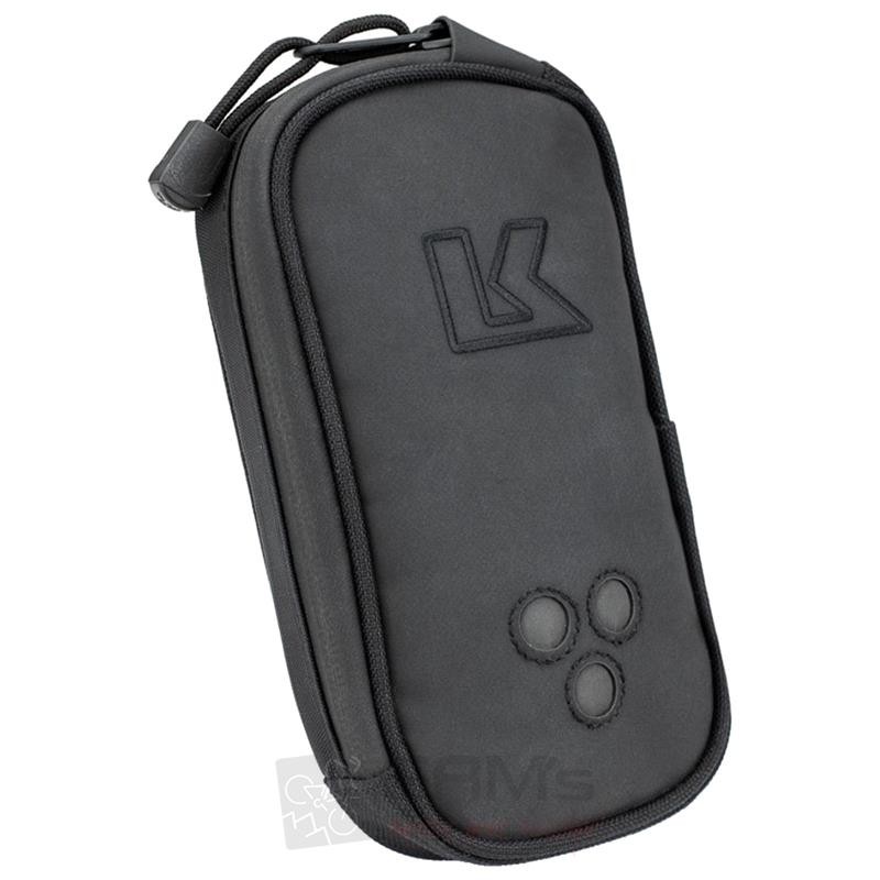 Kriega Harness Pocket XL in black, made from durable material, featuring a zip closure, embossed logo, and three attachment points for secure use.